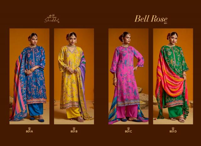 Shiddat bell rose 801 crepe dress material wholesale